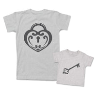 Mommy and Me Outfits Keyhole Heart Key Love Symbol Cotton