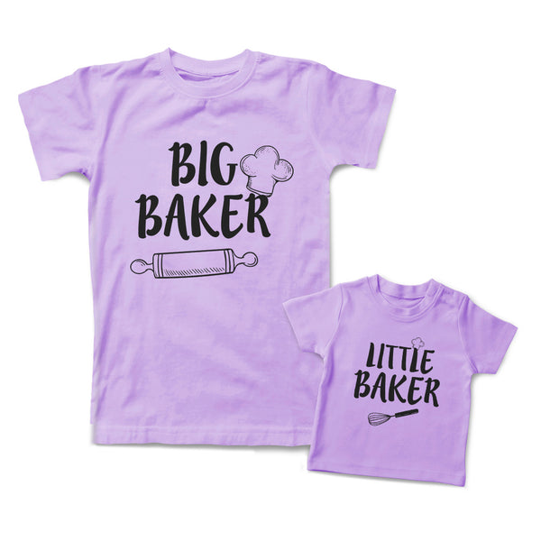 Mommy and Me Outfits Big Little Baker Chef Cap Roller Pin Whisk Cotton