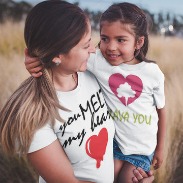 Mommy and Me Outfits I Love You Heart You Melt My Heart Dripping Heart Cotton