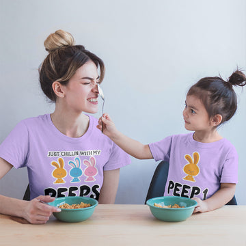 Mommy and Me Outfits Just Chilling with My Peeps 1 Bunny Rabbit Easter Cotton