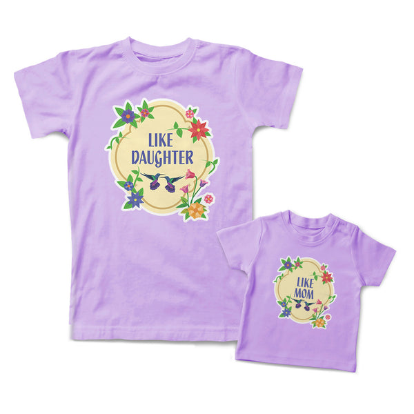 Mommy and Me Outfits Like Mom Flowers Birds like Daughter Cotton