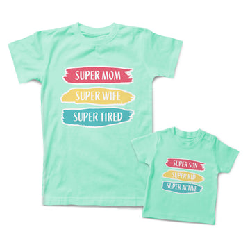 Mommy and Me Outfits Super Mom Wife Super Kid Son Super Active Cotton