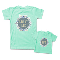 Mommy and Me Outfits Love My Life Mom Mother Life Flowers Cotton