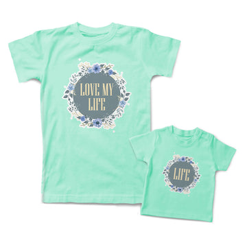 Mommy and Me Outfits Love My Life Mom Mother Life Flowers Cotton