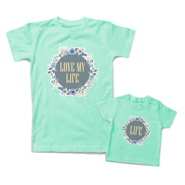 Mommy and Me Outfits Love My Life Mom Mother Life Flowers Cotton