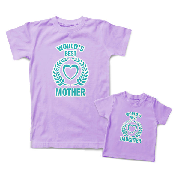 Mommy and Me Outfits Worlds Best Daughter Mother Love Leaves Cotton