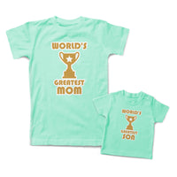 Mommy and Me Outfits Worlds Greatest Mom Son Trophy Star Cotton
