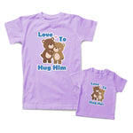 Mommy and Me Outfits Love to Hug Her Him Teddy Bear Heart Cotton