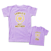 Mommy and Me Outfits Worlds Best Mother Son Heart Cotton
