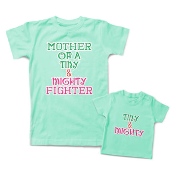Mommy and Me Outfits Mother of A Tiny and Mighty Fighter Cotton