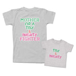 Mommy and Me Outfits Mother of A Tiny and Mighty Fighter Cotton