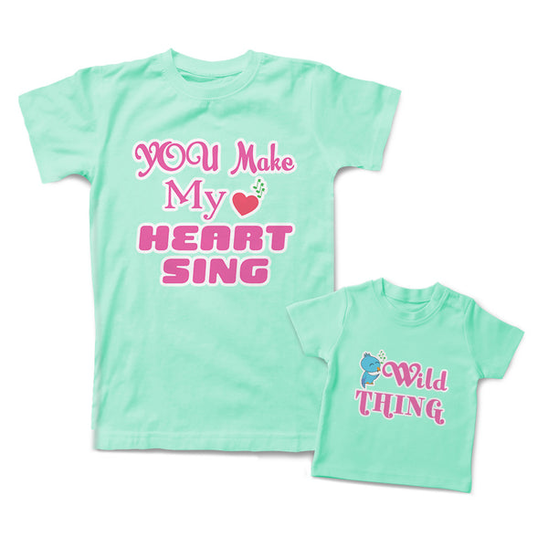 Mommy and Me Outfits Wild Thing Singing Bird You Make My Heart Sing Love Music