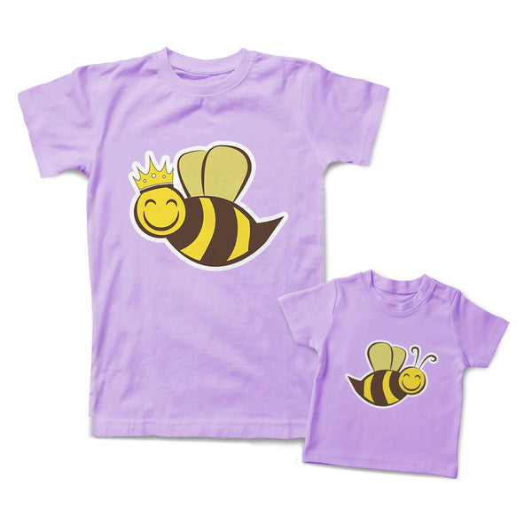 Mommy and Me Outfits Smiling Honey Bee with Crown Insects Cotton