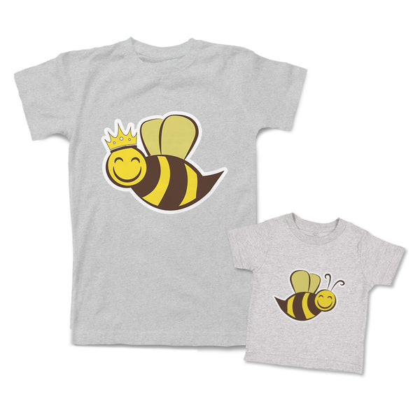 Mommy and Me Outfits Smiling Honey Bee with Crown Insects Cotton