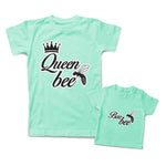 Mommy and Me Outfits Queen Bee Mother Crown Baby Insects Bae Bee Cotton