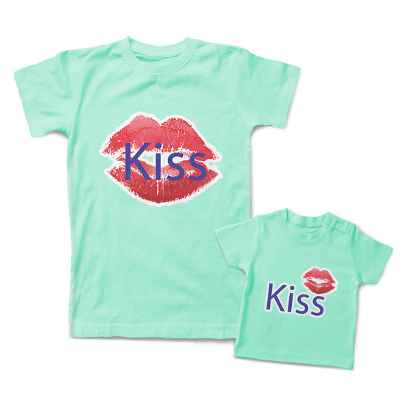 Mommy and Me Outfits Kiss Red Lips Mothers Love Affection Cotton