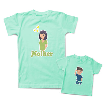 Mommy and Me Outfits Mother Heart Love Boy Smiling Cotton