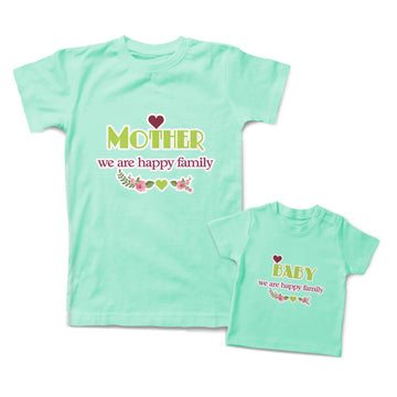 Mommy and Me Outfits Mother Baby We Are Happy Family Heart Flowers Cotton