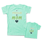 Mommy and Me Outfits Proud Mom Son Heart Cotton