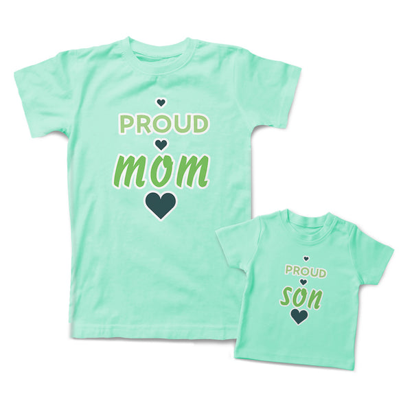 Mommy and Me Outfits Proud Mom Son Heart Cotton