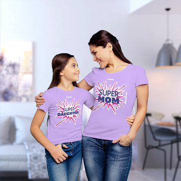 Mommy and Me Outfits Super Mom Daughter Sparkling Crackers Cotton