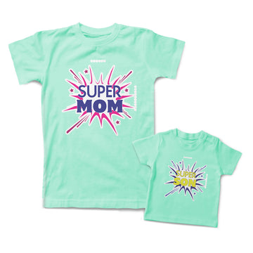 Mommy and Me Outfits Super Mom Son Sparkling Crackers Star Cotton