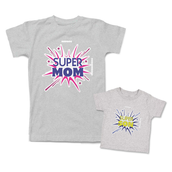 Mommy and Me Outfits Super Mom Son Sparkling Crackers Star Cotton