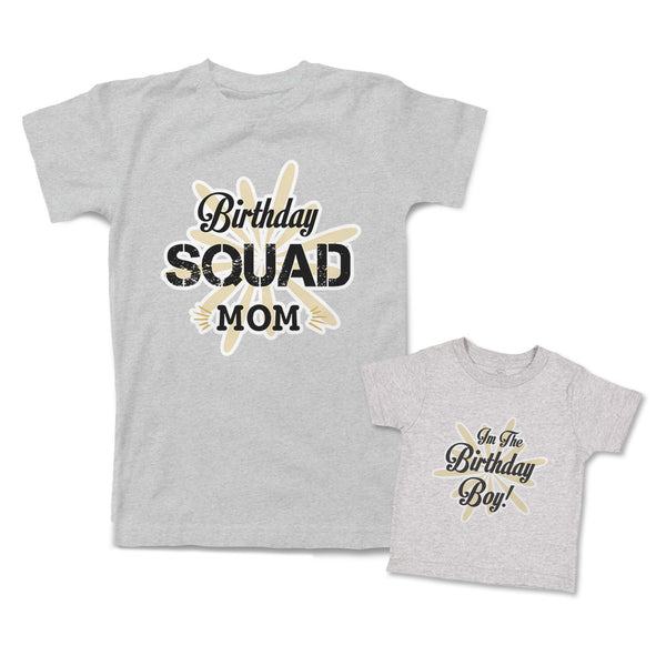 Mommy and Me Outfits Birthday Squad Mom Sparkle I Am The Boy Cotton