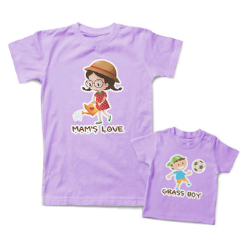 Mommy and Me Outfits Moms Love Watering Pot Cartoon Grass Boy Playing Football