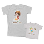 Mommy and Me Outfits Moms Love Watering Pot Cartoon Grass Boy Playing Football
