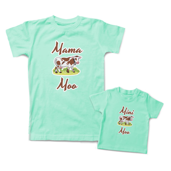 Mommy and Me Outfits Mama Mini Moo Cattle Cow Cotton