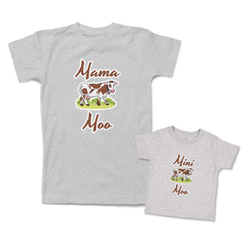 Mommy and Me Outfits Mama Mini Moo Cattle Cow Cotton