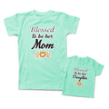 Mommy and Me Outfits Blessed to Be Her Mom Daughter Heart Leaves Cotton