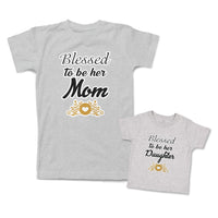 Mommy and Me Outfits Blessed to Be Her Mom Daughter Heart Leaves Cotton