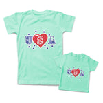 Mommy and Me Outfits Usa Star Heart Love Cotton