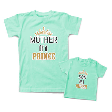 Mommy and Me Outfits Mother of A Prince Son of A Queen Crown Boy Cotton