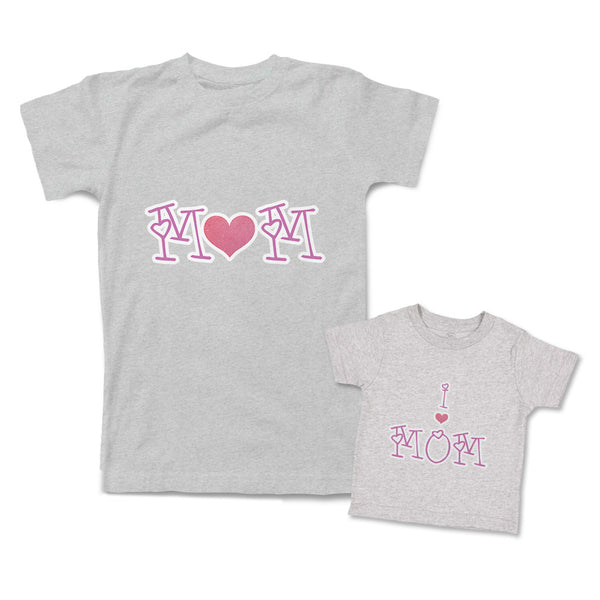 Mommy and Me Outfits Mom Love Heart I Love Mom Heart Love Cotton