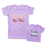 Mommy and Me Outfits Blessed Mama Little Blessing Heart Wings Cotton