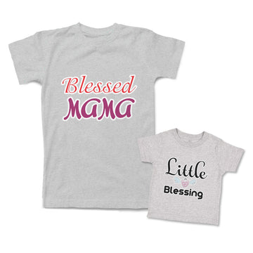 Mommy and Me Outfits Blessed Mama Little Blessing Heart Wings Cotton