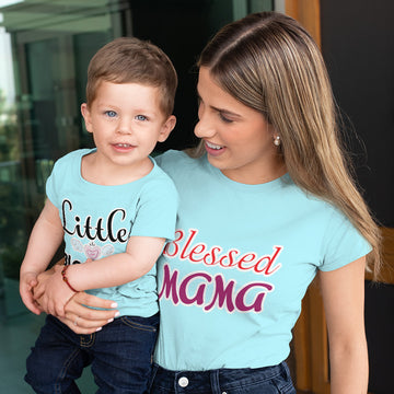 Mommy and Me Outfits Blessed Mama Little Blessing Heart Wings Cotton