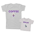 Mommy and Me Outfits Coffee Hot Coffee Cup Milk Bottle Blue Cotton