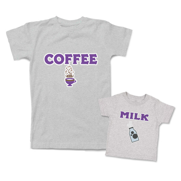 Mommy and Me Outfits Coffee Hot Coffee Cup Milk Bottle Blue Cotton
