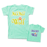 Mommy and Me Outfits Mama Baby Wolf Paw Prints Cotton