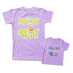 Mommy and Me Outfits Mama Baby Wolf Paw Prints Cotton