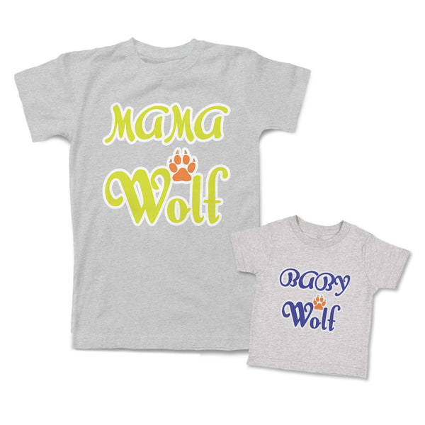 Mommy and Me Outfits Mama Baby Wolf Paw Prints Cotton