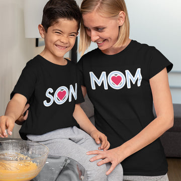 Mommy and Me Outfits Mom Son Heart Mother Pink Love Cotton