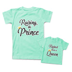 Mommy and Me Outfits Raising A Prince Raised from A Queen Crown Cotton