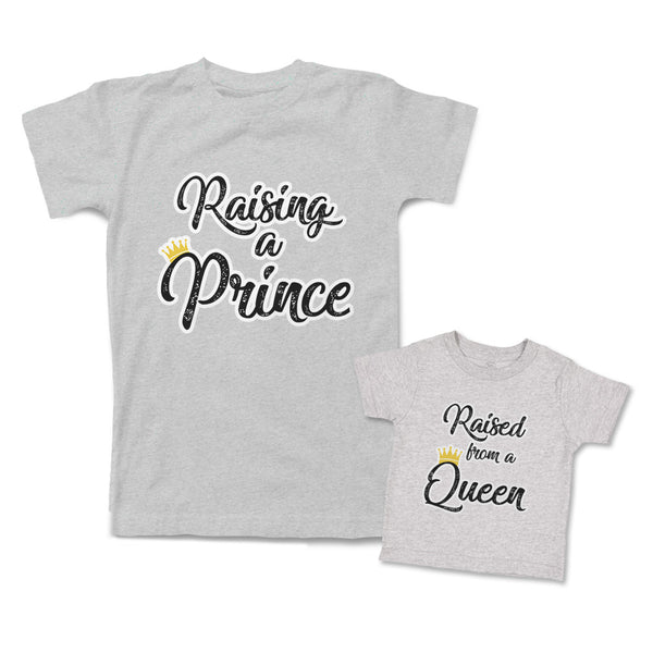 Mommy and Me Outfits Raising A Prince Raised from A Queen Crown Cotton