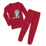 Baby & Toddler Pajamas Raccoon Hockey Player Animals Funny Humor Cotton