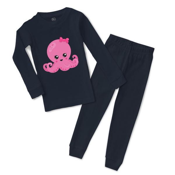 Baby & Toddler Pajamas Pink Octopus Bow Ocean Sea Life Sleeper Pajamas Set